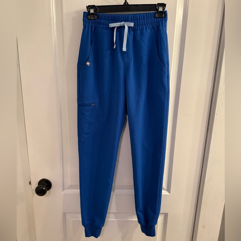 Figs OG High Waisted Scrunch Band Zamora Jogger Scrub Pants Royal Blue XXS